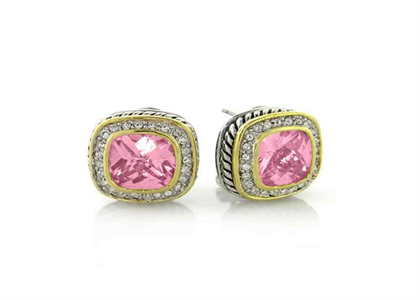 Gold Plated CZ Studded Gemstone Stud Earring